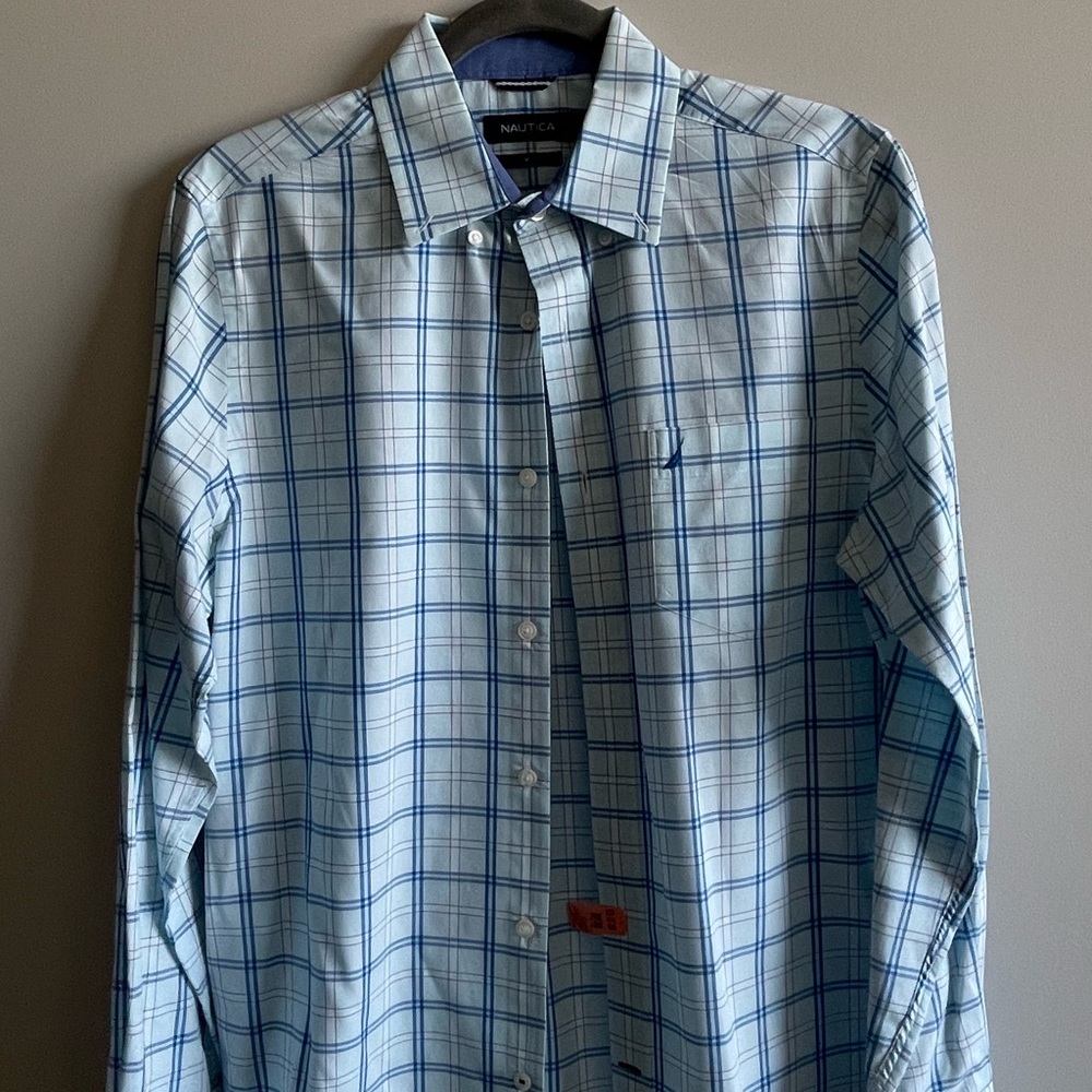 Nautica Men's Blue Plaid Shirt